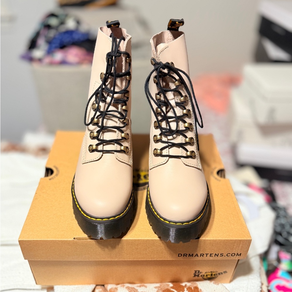 Dr. Martens Women's Beige Combat Boots